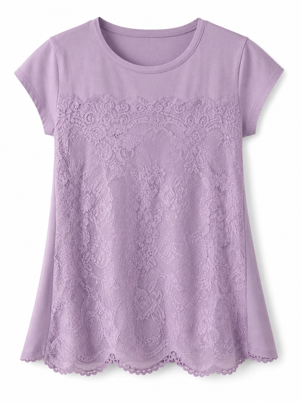 Rewind purple/lavender lace front short sleeve top